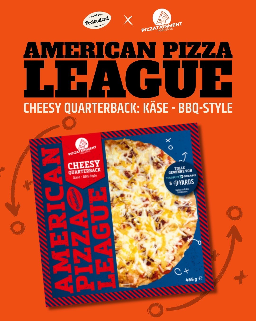 Key Visual American Pizza League: Footballerei × Pizzatainment, Packung Cheesy Quarterback