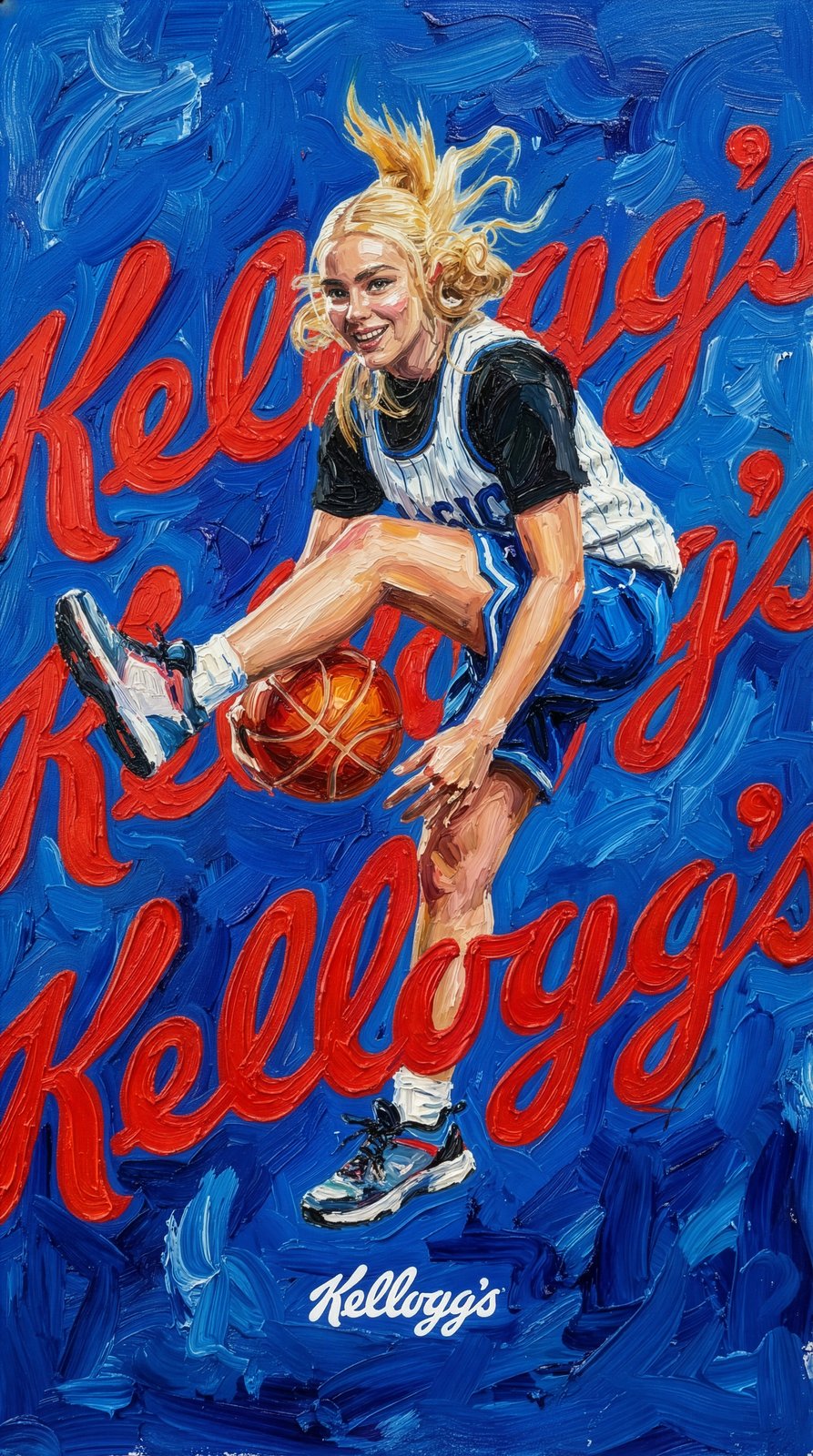 Gemaltes Actionbild einer Creatorin oder eines Creators im Orlando-Magic-Trikot mit Kellogg’s-Basketball (6 von 12)
